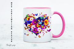 Watercolor floral heart mug sublimation design Product Image 1