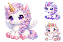 Kawaii Pastel Unicorn Clipart Bundle XL Product Image 3