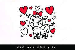 Cute highland cow with hearts SVG design Product Image 1