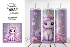 Cute Purple Unicorn Tumbler Wrap | Butterfly Floral Fantasy Product Image 1