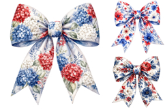 Patriotic Floral Bow Sublimation PNG, Fourth of July Clipart Product Image 3