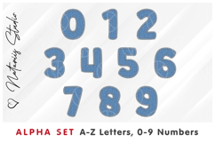 Blue Denim Alpha Set. Letters Numbers Clipart. Product Image 3
