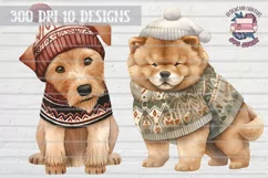 Autumn Dogs in sweater Sublimation10 designs Product Image 4