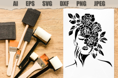 Stencil Floral Rose Woman Face Product Image 3