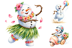 Summer Snowman Tropical Beach Clipart, Sublimation Designs Product Image 3