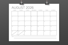 2026 12 x 9 Thin Sans Serif Calendar Template Product Image 3