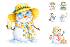 Summer Snowman Watercolor Clipart, Sublimation PNG Product Image 3