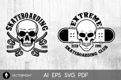 Set of skateboarding club emblems with skulls. Product Image 2