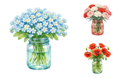 Watercolor Mason Jar Flower Bouquets Product Image 3