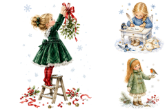Watercolor Christmas Girls PNG Clipart Product Image 3