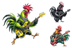 Rocker Rooster Clipart, Punk Chicken PNG Product Image 3