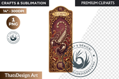 Scorpio Art Nouveau Zodiac Clipart Astrology Bookmark PNG Product Image 1