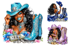 Glam Black Cowgirl PNG Bundle Product Image 4