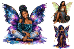 Black Girl Fairy Clipart Bundle, Afro Butterfly PNG Product Image 4