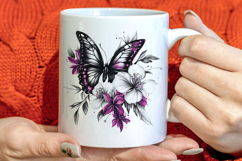 Butterfly with Daisy Flowers PNG Product Image 3