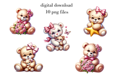Cute Baby Teddy Bear Clipart. Nursery Decor Product Image 3