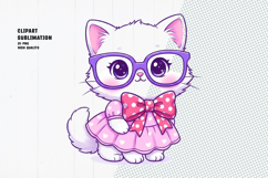 Cute Cat with Glasses clipart sublimation png Product Image 1