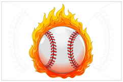 Baseball with Flames in Color Product Image 3