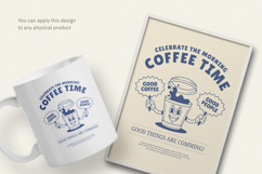 Celebrate Coffee Time Retro Morning Mascot T-Shirt Design Product Image 3
