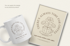 Floral Coffee Botanical Line Art T-Shirt Product Image 3