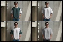 5 Oversized T-Shirt Mockups on Asian Man. Urban Series #1 Product Image 3
