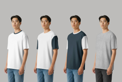 5 Oversized T-Shirt mockups on Asian Man. Generated Ai Product Image 3