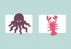 Red Turquoise Cute Marine Animals Illustration Set Product Image 4