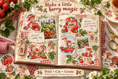 Mouse Fussy Cuts, Cute Printable Strawberry Stickers Product Image 2