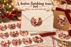 Printable Christmas Round Stickers - Cranberry Christmas Product Image 3