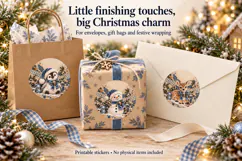 Blue Christmas Round Printable Stickers Product Image 4