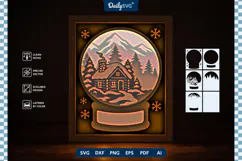 Snow Globe Shadow Box SVG | Layered Winter Scene Product Image 4