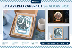 Snow Globe Shadow Box SVG | Layered Winter Scene Product Image 3