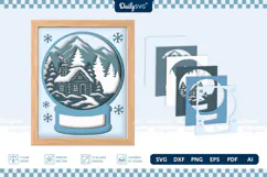 Snow Globe Shadow Box SVG | Layered Winter Scene Product Image 2