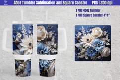 3D Flowers | 40 oz Tumbler Sublimation and Square Coaster Product Image 1
