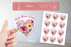 Mother’s Day Heart Stickers PNG Floral Best Mom ever png Product Image 1