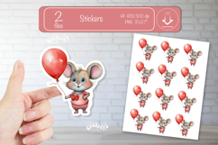 Valentine Cute Baby Animal Stickers Printable Mouse png Product Image 1