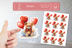 Valentine Cute Baby Animal Stickers Printable Teddy Bear png Product Image 1