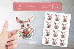 Valentine Cute Baby Animal Stickers Printable Bunny png Product Image 1