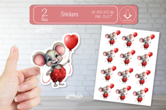 Valentine Cute Baby Animal Stickers Printable Mouse png Product Image 1