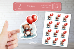 Valentine Cute Baby Animal Stickers Printable Teddy Bear png Product Image 1