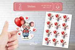 Valentine Cute Baby Animal Stickers Printable Mouse png Product Image 1