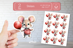 Valentine Cute Baby Animal Stickers Printable Mouse png Product Image 1
