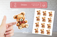 Valentine Cute Baby Animal Stickers Printable Teddy Bear png Product Image 1