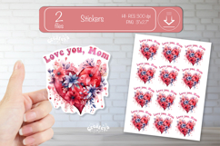 Mother’s Day Heart Stickers PNG Floral Love you Mom Designs Product Image 1