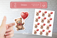 Valentine Cute Baby Animal Stickers Printable Teddy Bear png Product Image 1