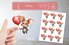 Valentine Cute Baby Animal Stickers Printable Mouse png Product Image 1