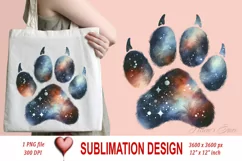 Dog paw imges | Cosmic paw print Sublimation clipart Product Image 1