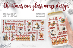 Christmas quotes &amp; gingerbread design can glass wrap 16oz Product Image 1