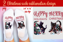 Cute cat Christmas Socks png| Sublimation Designs For Sock Product Image 1
