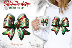 Christmas coquette bows design|Red Green bow T-shirt clipart Product Image 2
